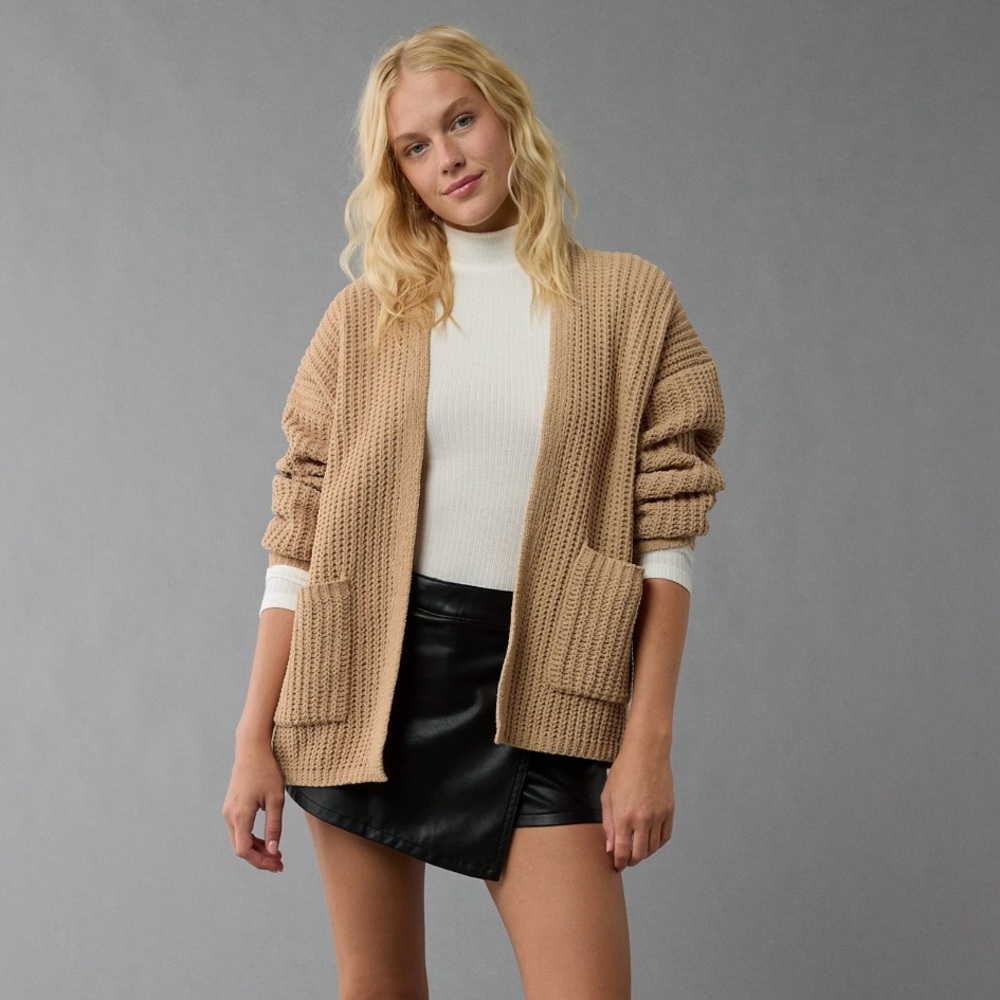 American Eagle Outfitters Tan Knit Women's Cardigan